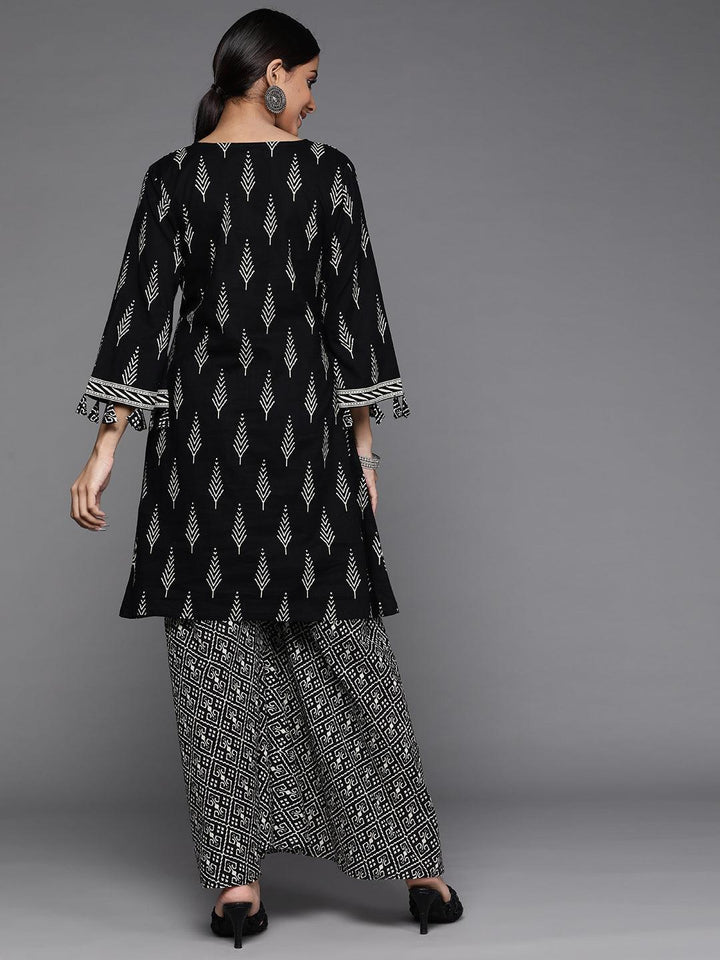 Black Printed Cotton Kurta Set - ShopLibas