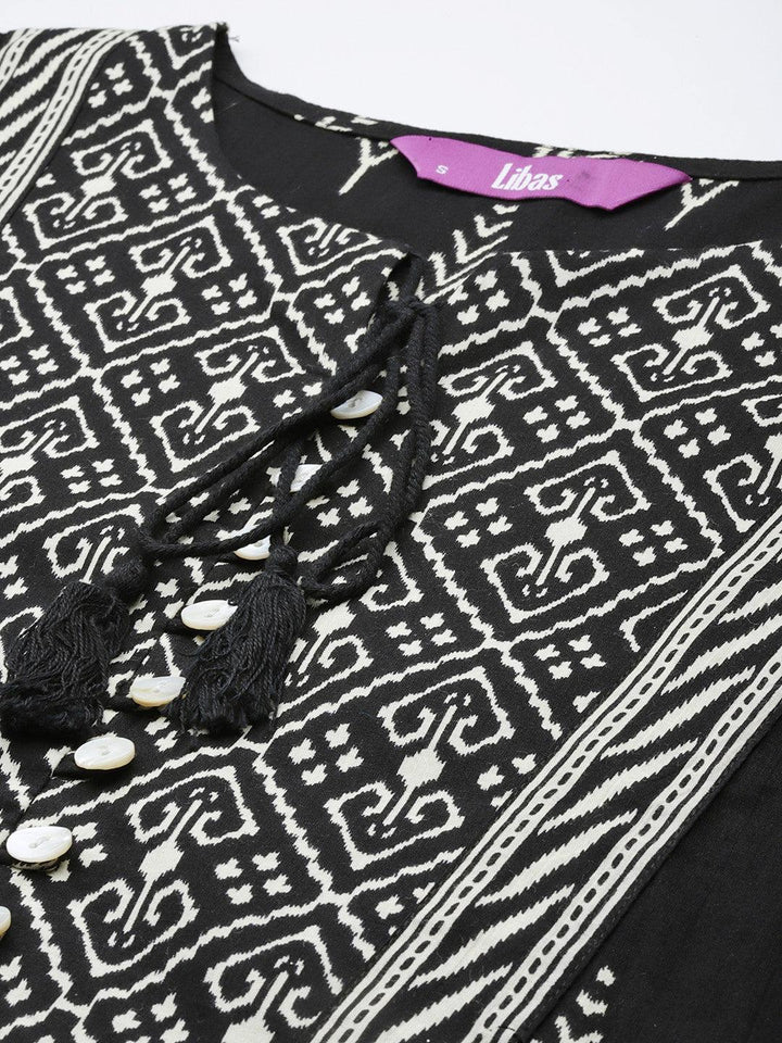 Black Printed Cotton Kurta Set - ShopLibas