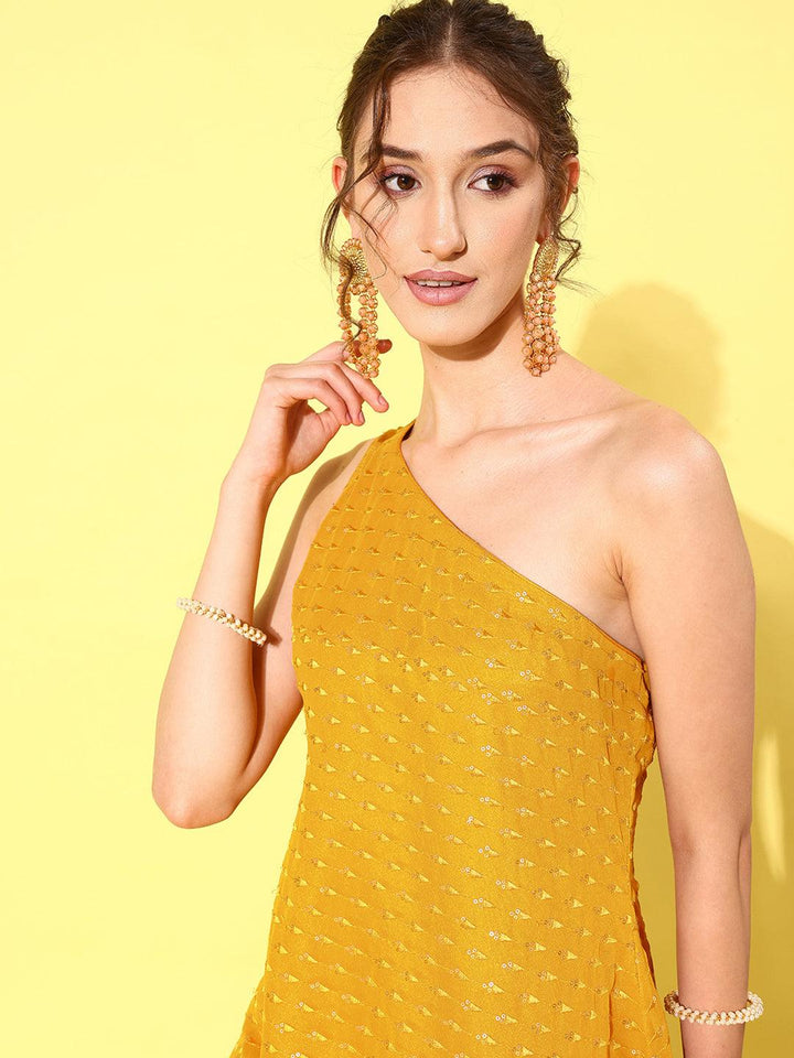 Mustard Embellished Georgette Co-Ords - ShopLibas