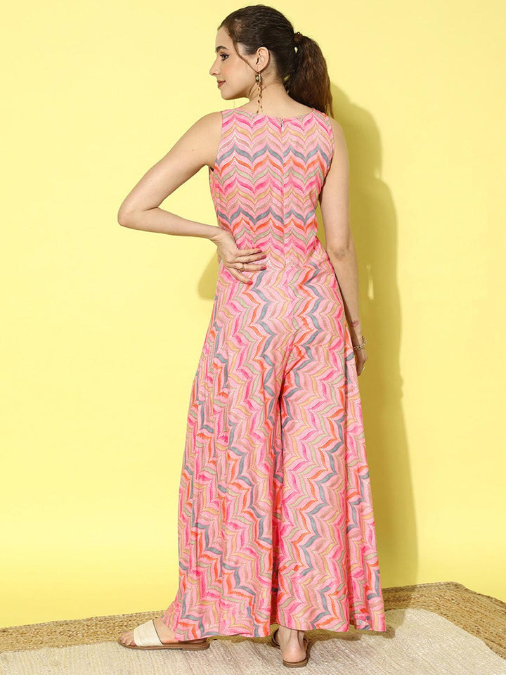 Pink Printed Rayon Jumpsuit - ShopLibas