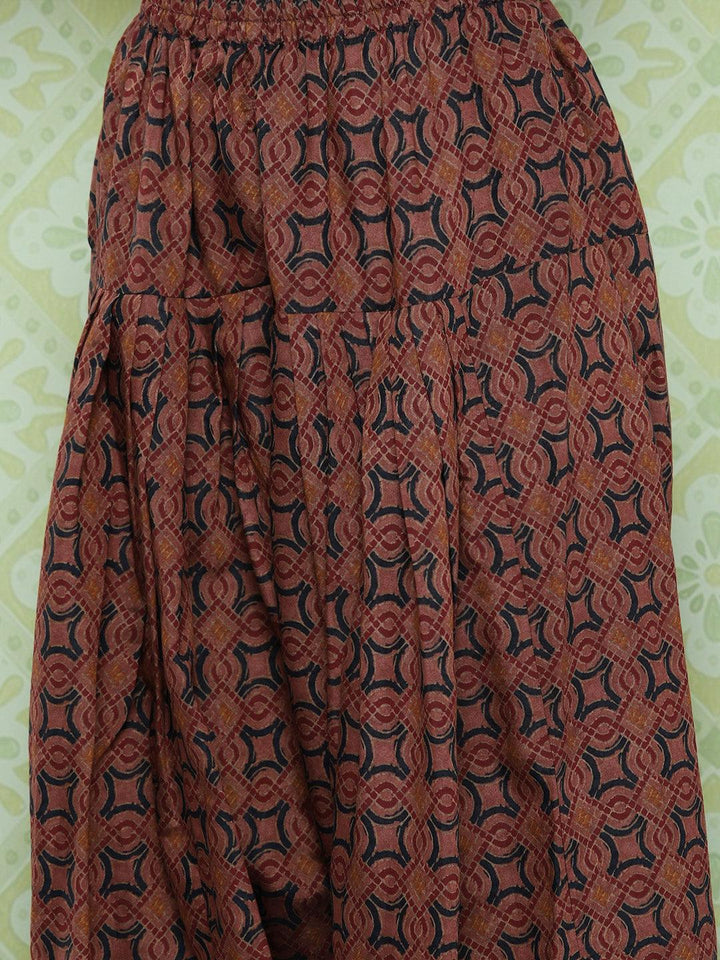 Maroon Printed Silk Blend Straight Kurta With Salwar & Dupatta - ShopLibas