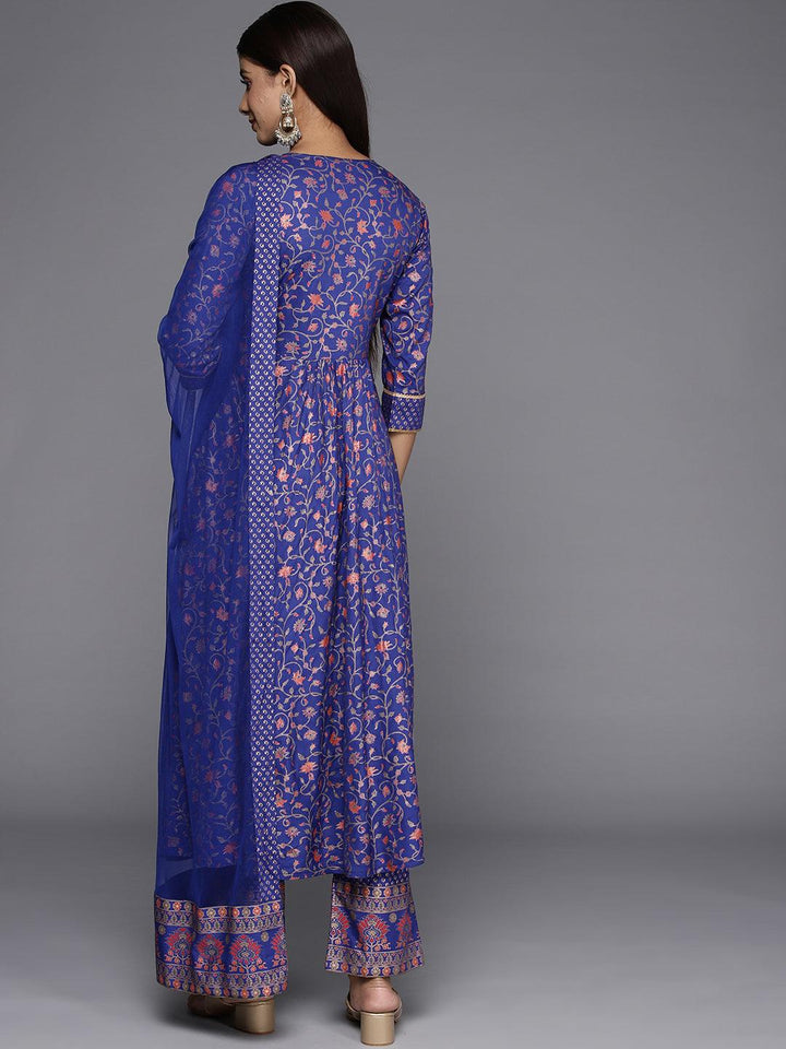 Purple Printed Rayon Anarkali Kurta - ShopLibas