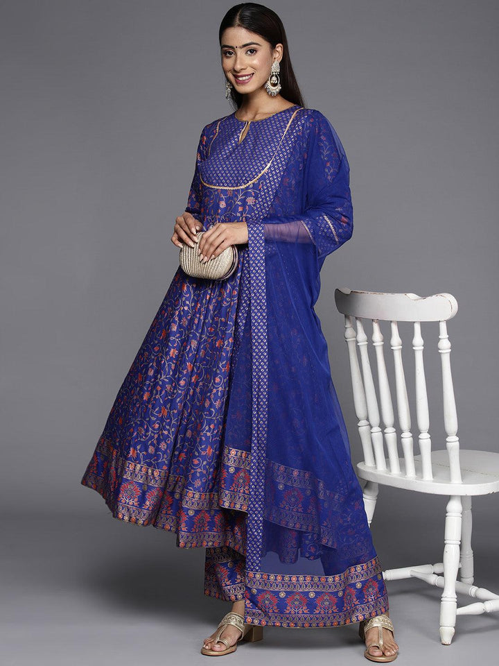 Purple Printed Rayon Anarkali Kurta - ShopLibas