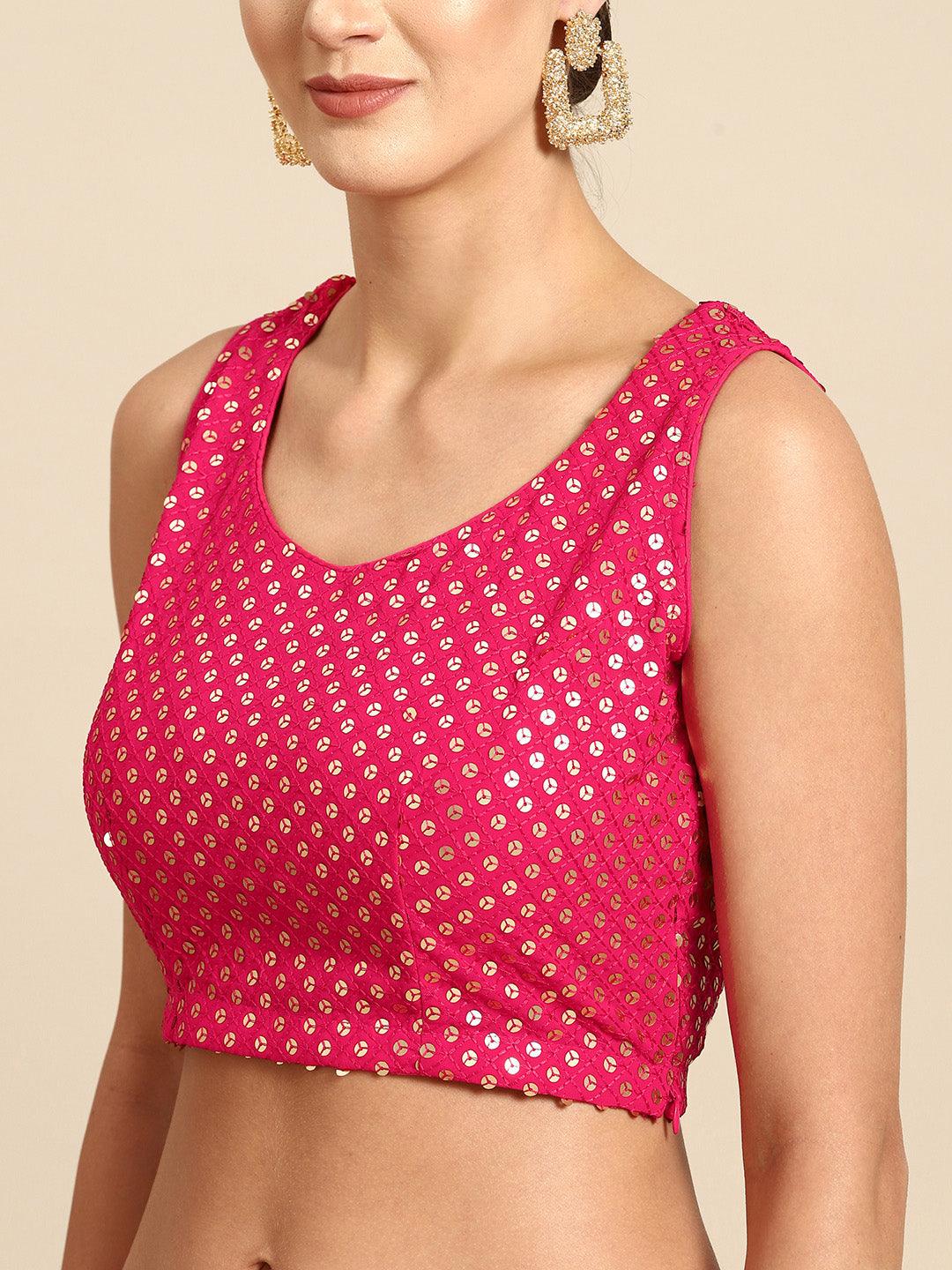 Pink Embellished Georgette Ready to Wear Saree