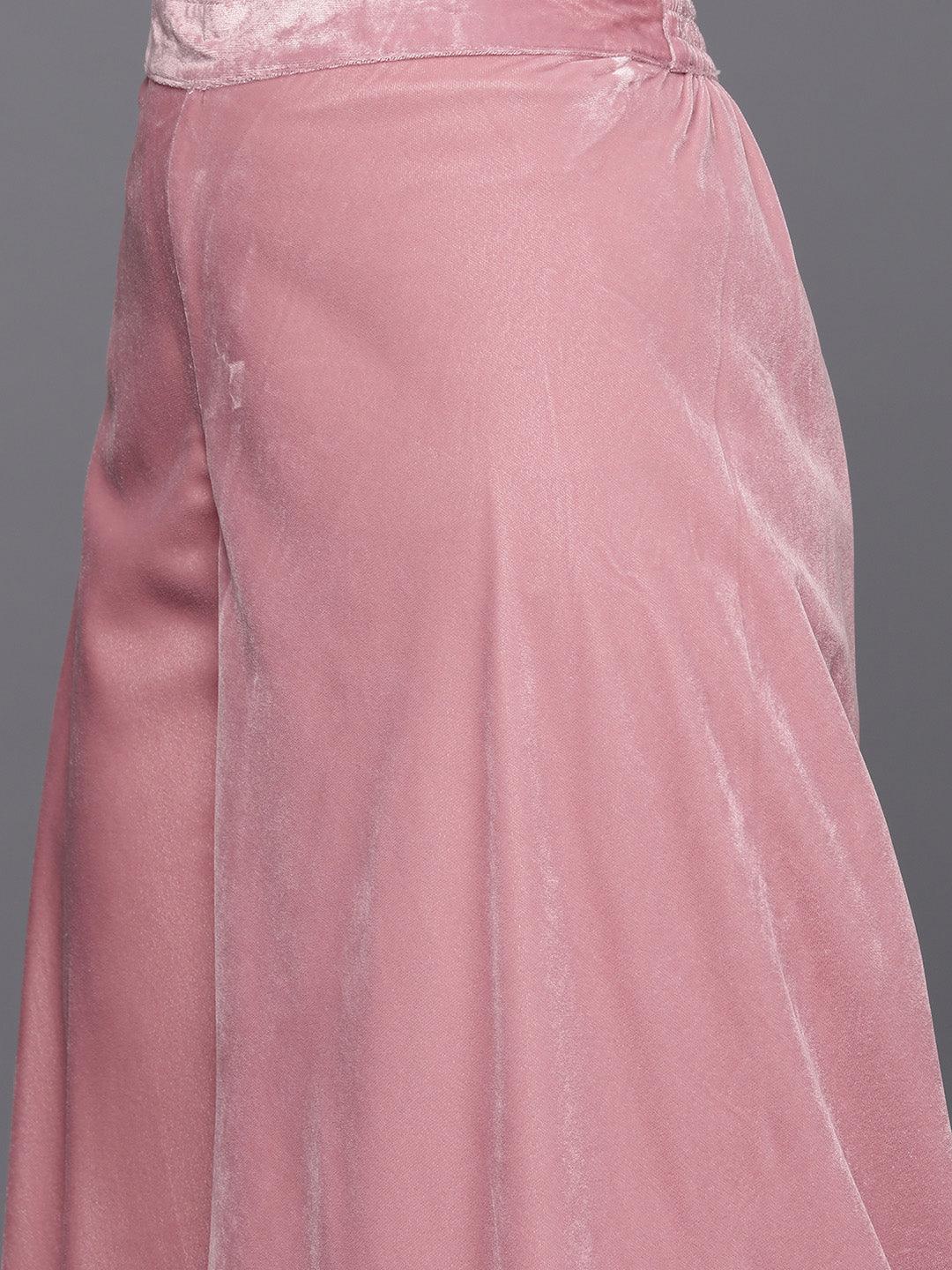 Pink Embellished Polyester Top With Palazzos - ShopLibas