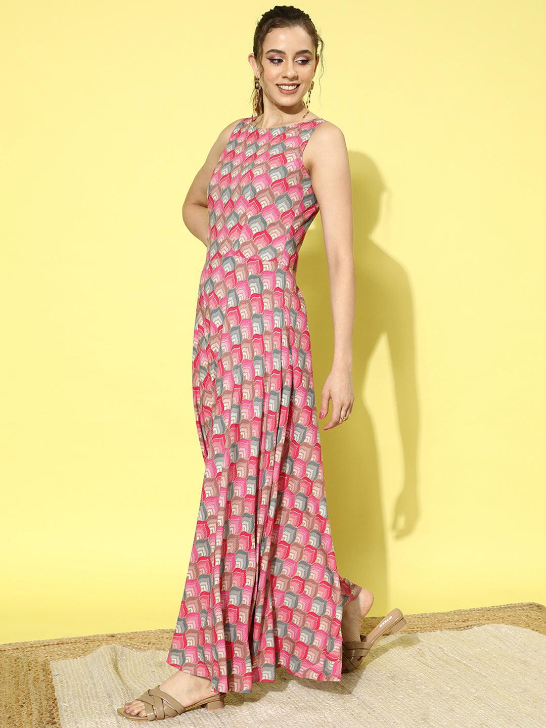 Multicoloured Printed Rayon Jumpsuit