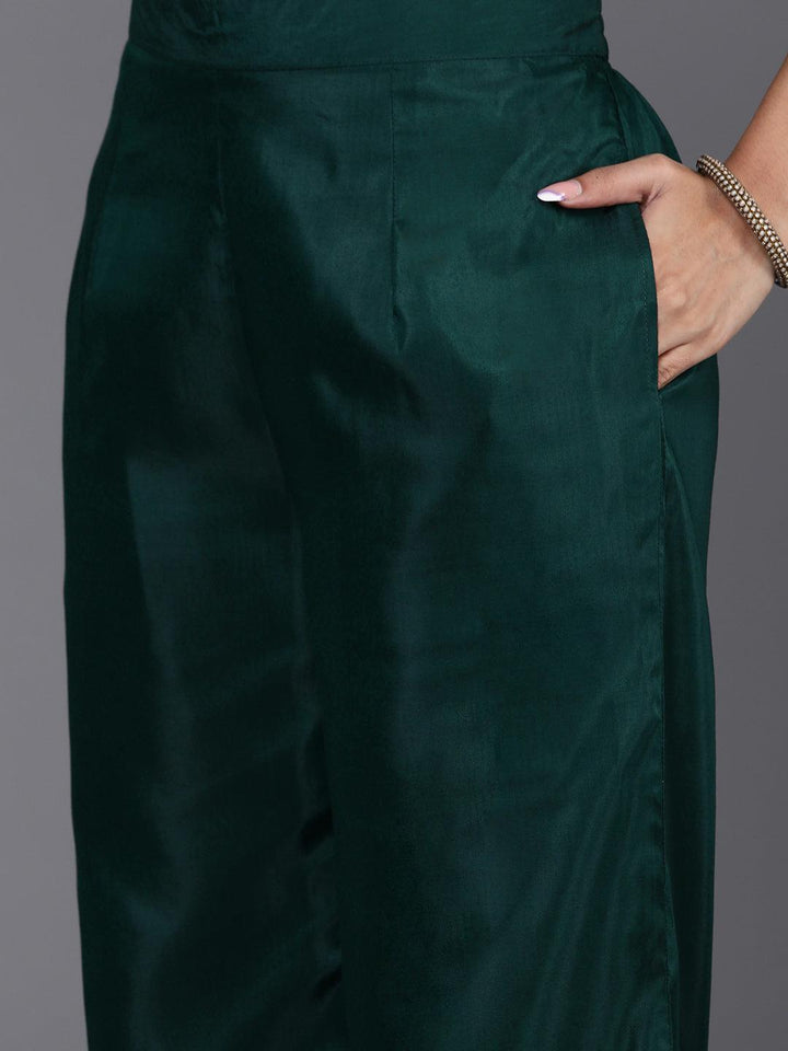 Green Yoke Design Shantoon A-Line Kurta With Palazzos & Dupatta - ShopLibas