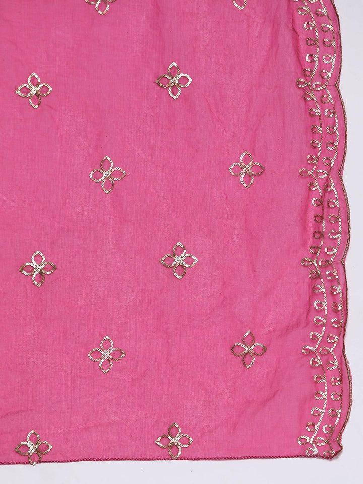 Magenta Solid Silk Blend Straight Kurta With Trousers & Dupatta - ShopLibas