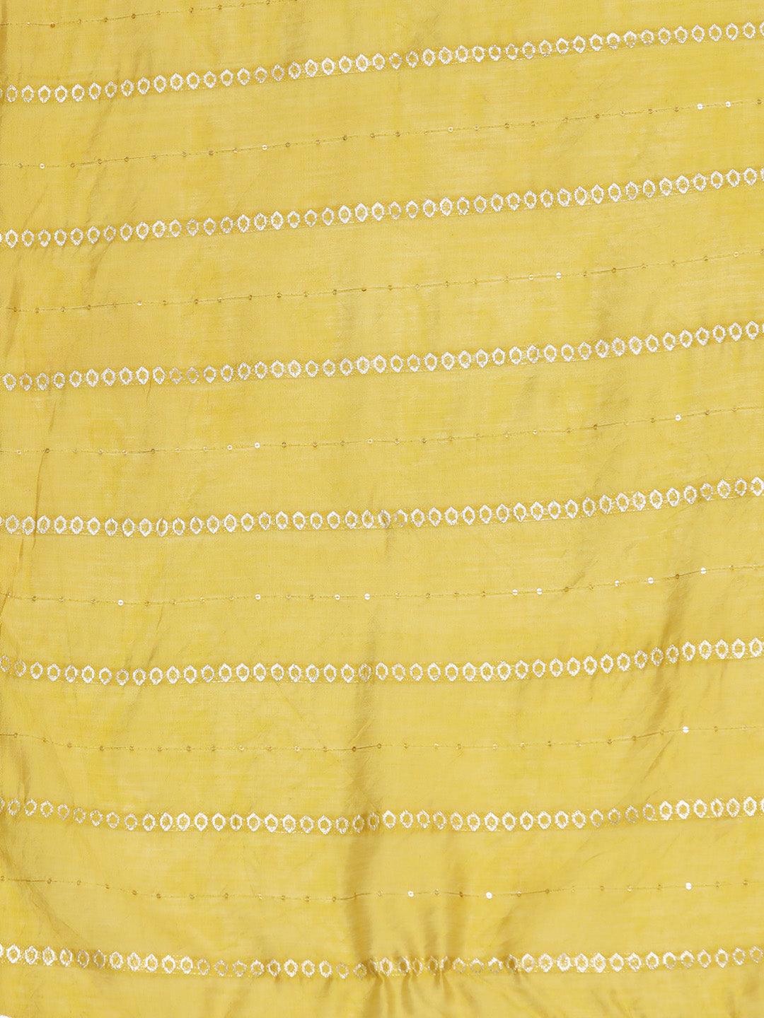 Yellow Yoke Design Silk Blend Straight Suit With Dupatta