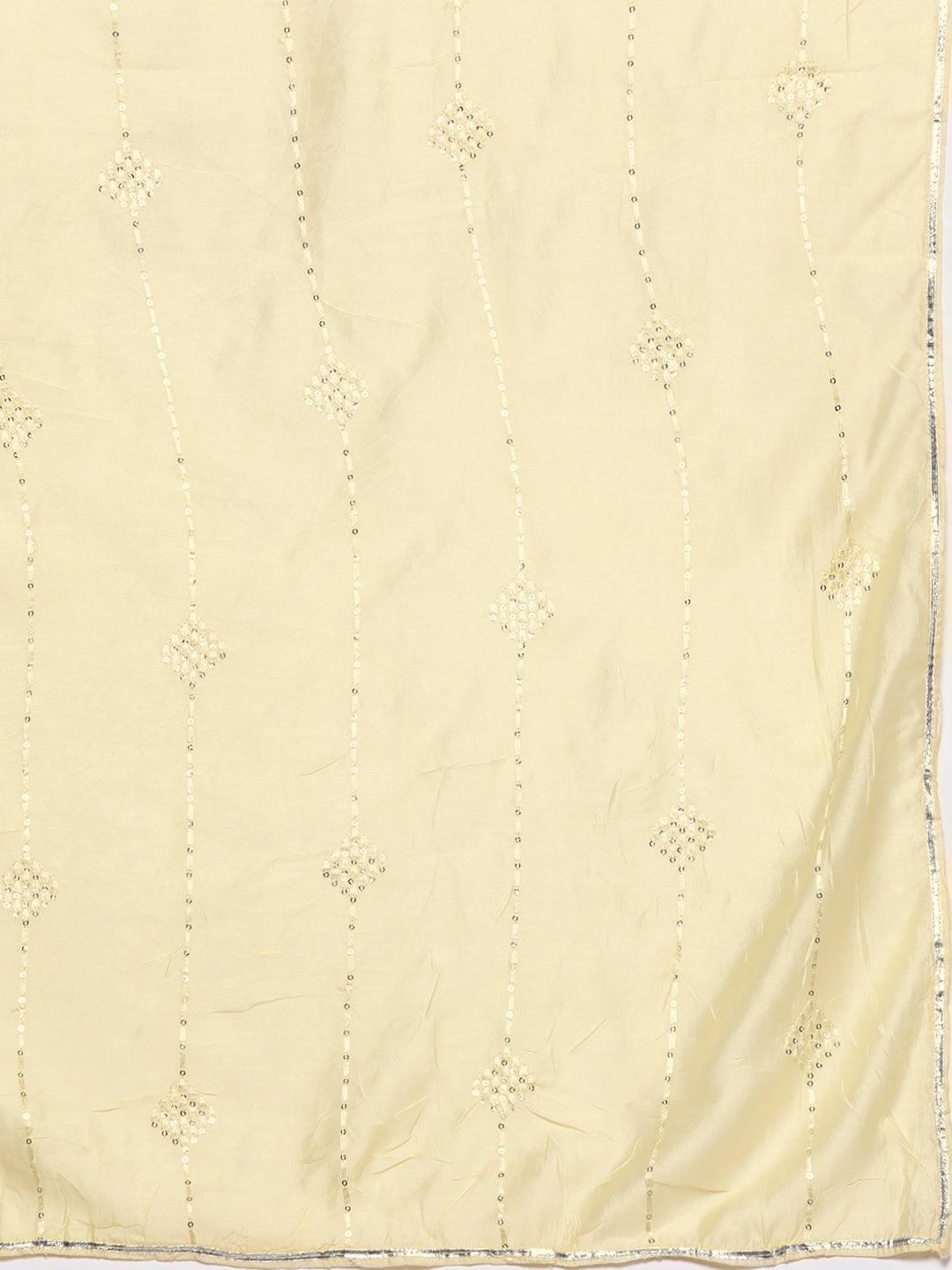 Yellow Yoke Design Silk Blend Straight Kurta With Trousers & Dupatta - ShopLibas