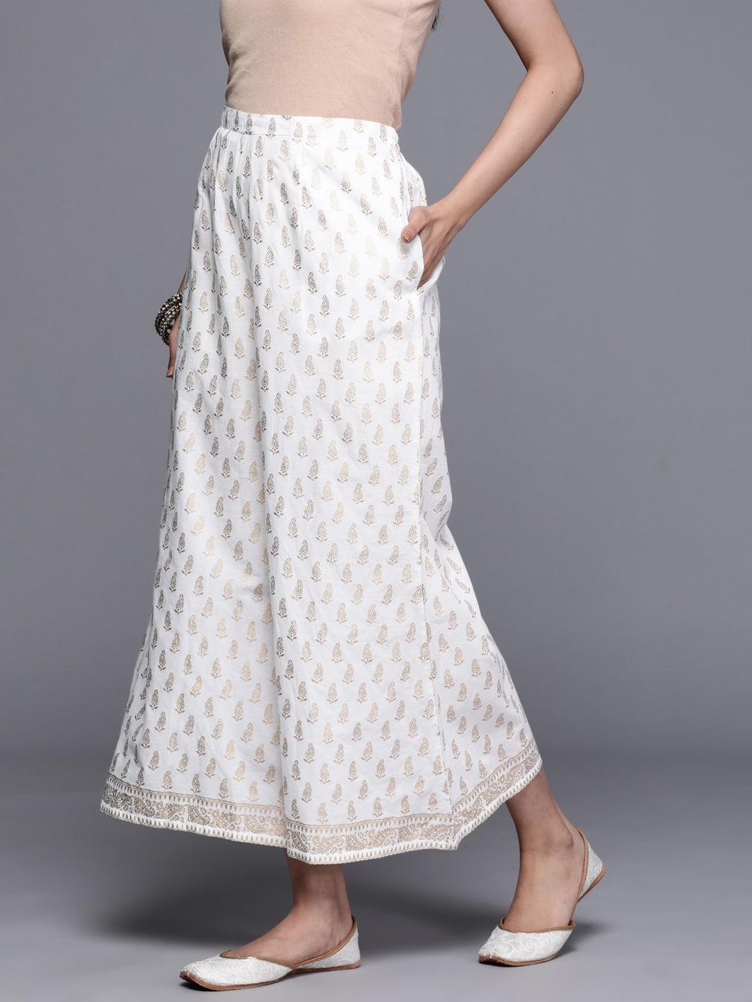 White Printed Cotton Palazzos