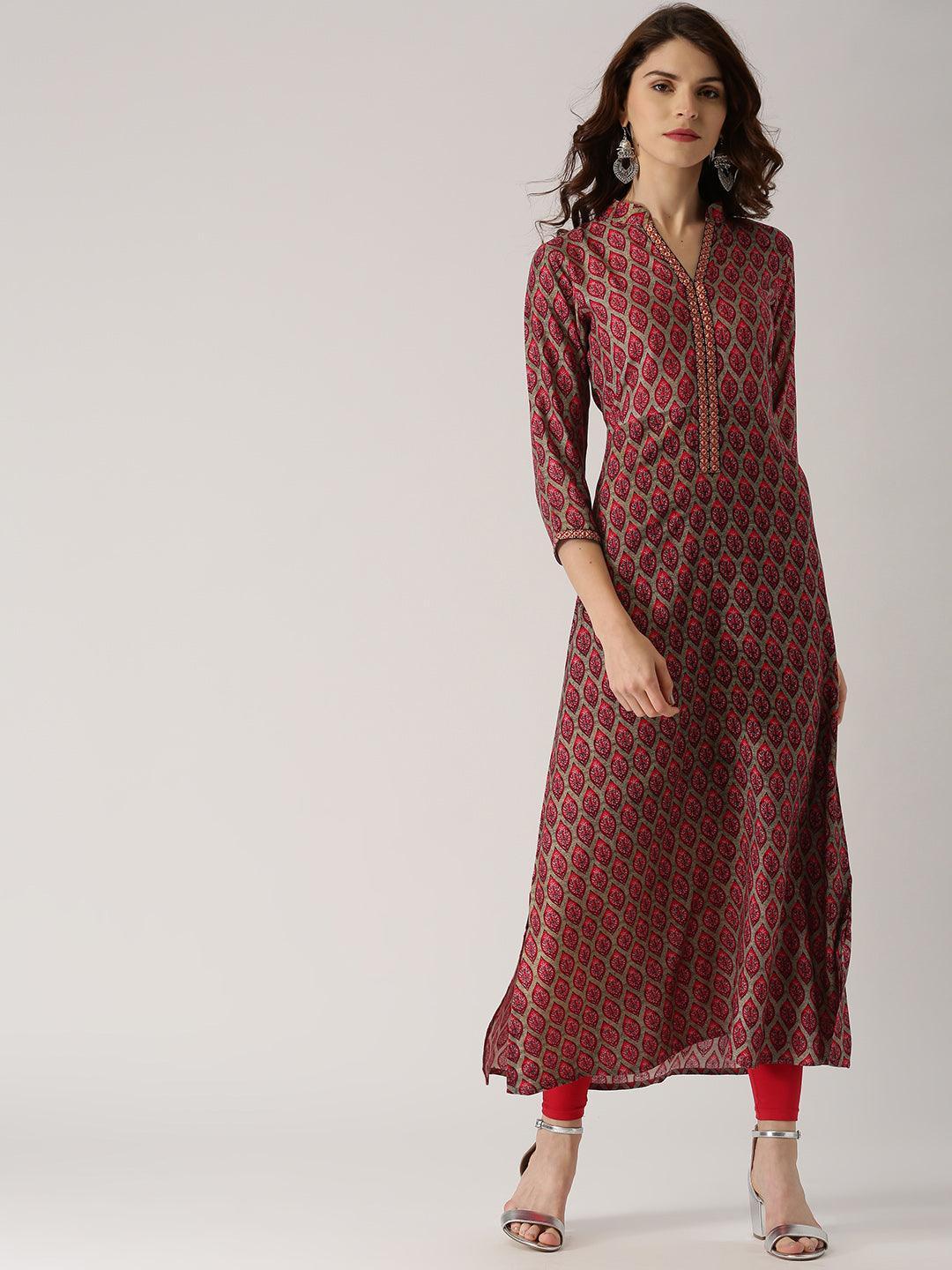 Multicoloured Printed Rayon Kurta