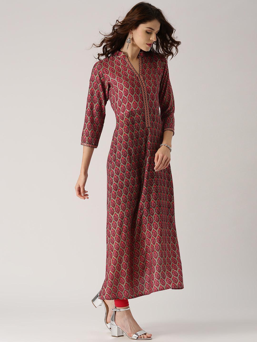 Multicoloured Printed Rayon Kurta