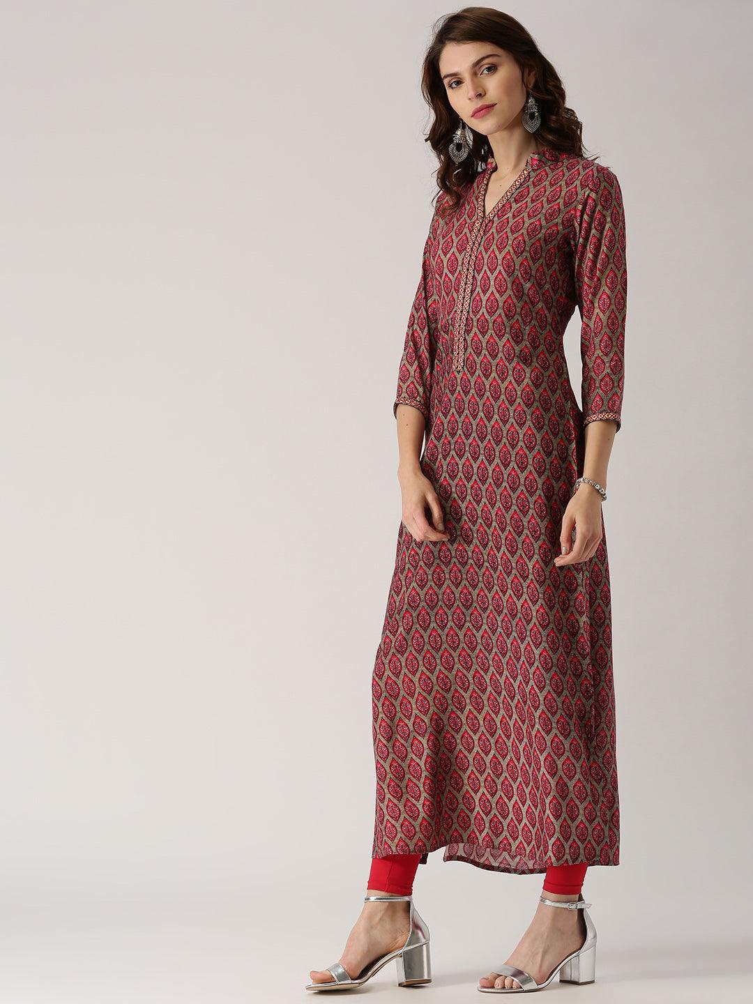 Multicoloured Printed Rayon Kurta