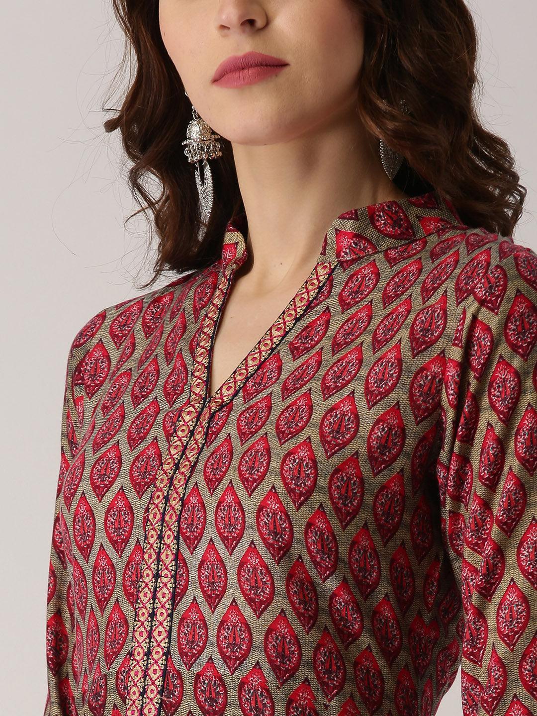 Multicoloured Printed Rayon Kurta