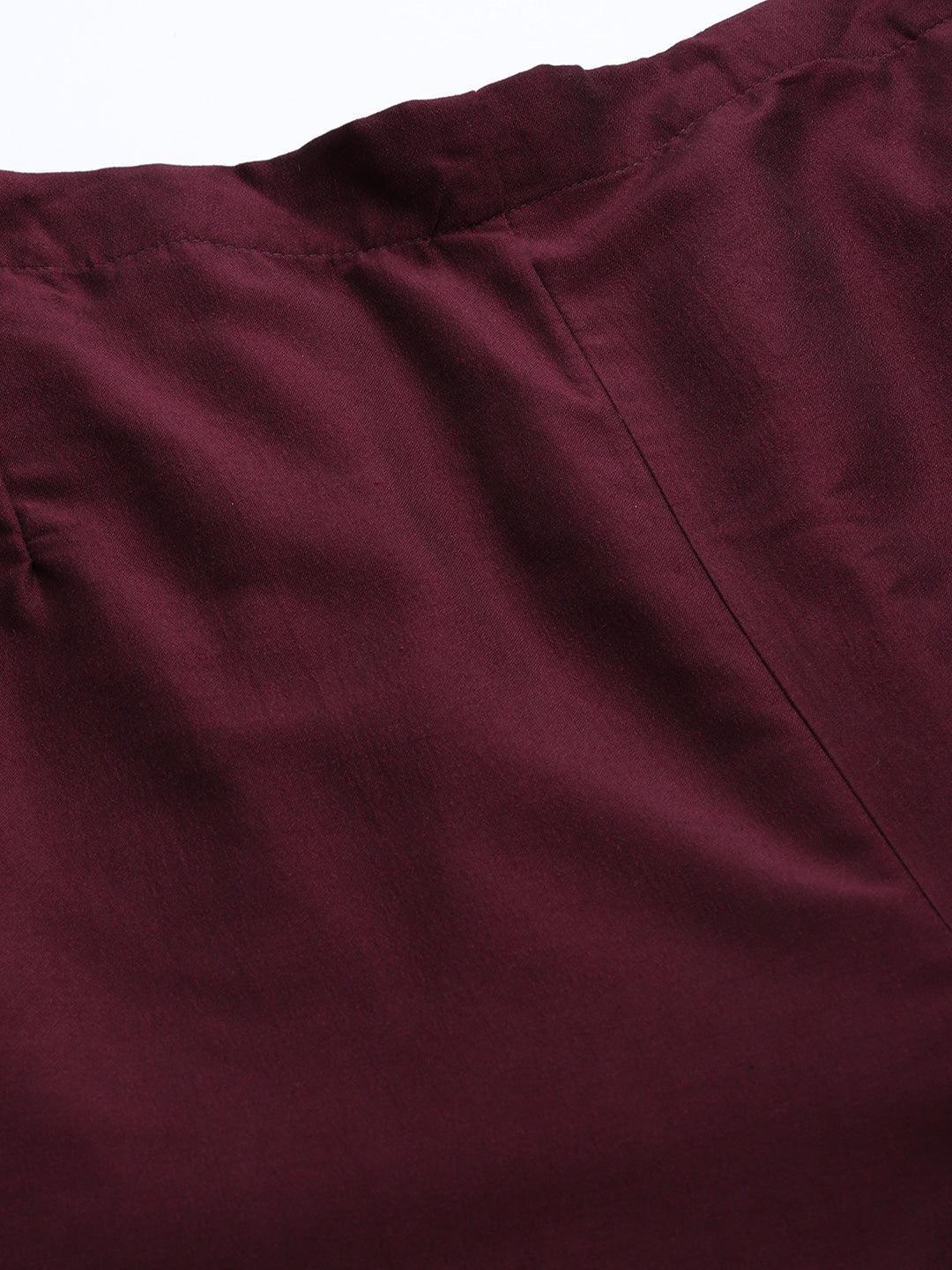 Maroon Solid Silk Palazzos