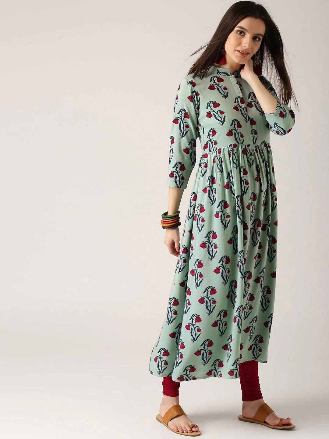 Multicoloured Printed Rayon Kurta