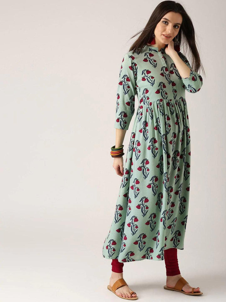 Multicoloured Printed Rayon Kurta - ShopLibas