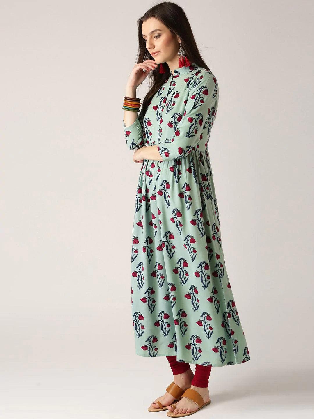 Multicoloured Printed Rayon Kurta