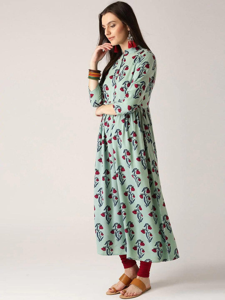 Multicoloured Printed Rayon Kurta - ShopLibas