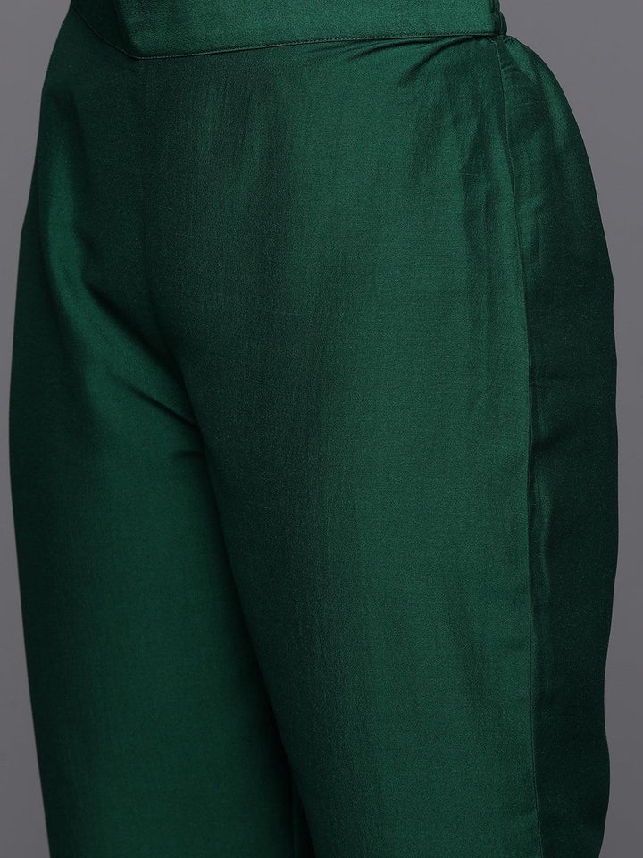 Green Yoke Design Silk Blend A-Line Kurta With Trousers & Dupatta - ShopLibas