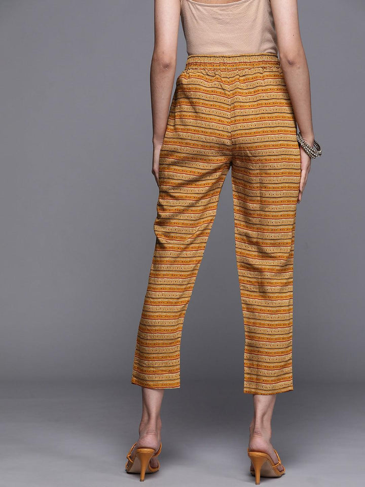 Yellow Striped Silk Trousers - ShopLibas