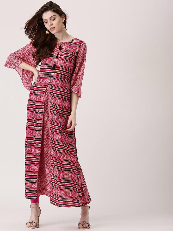 Pink Printed Rayon Kurta - ShopLibas