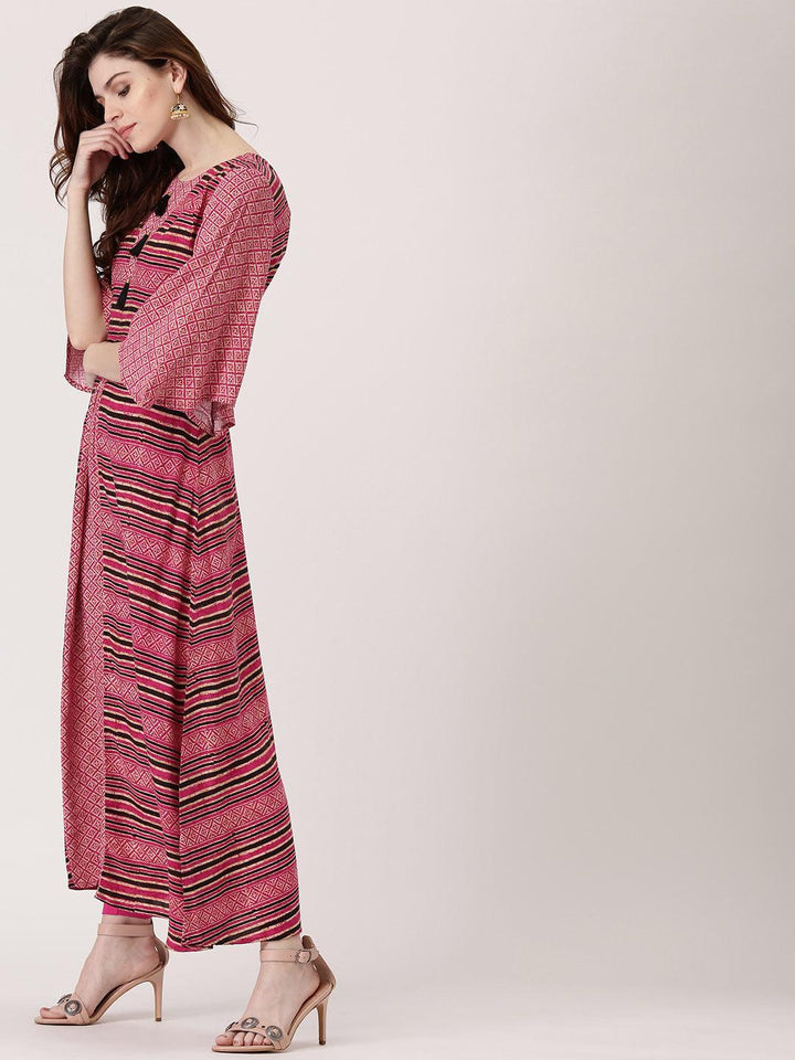 Pink Printed Rayon Kurta - ShopLibas