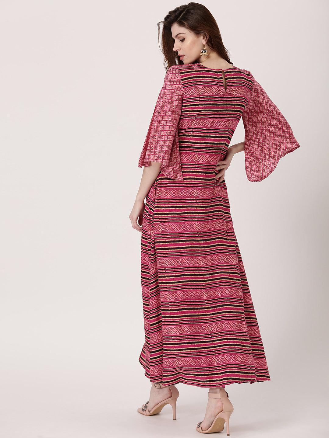 Pink Printed Rayon Kurta - ShopLibas