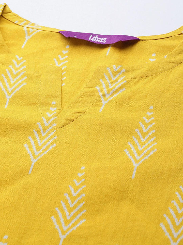 Yellow Printed Cotton Night Suit - ShopLibas