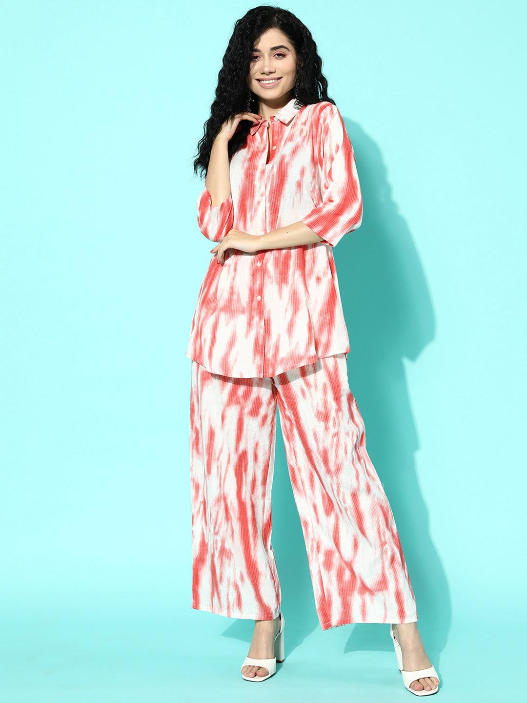 Coral Printed Cotton Night Suit