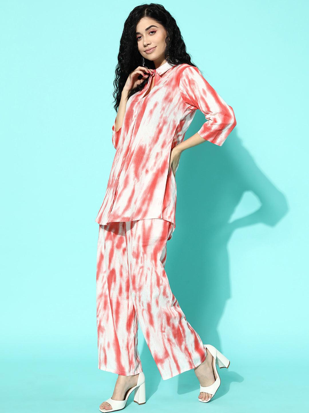 Coral Printed Cotton Night Suit