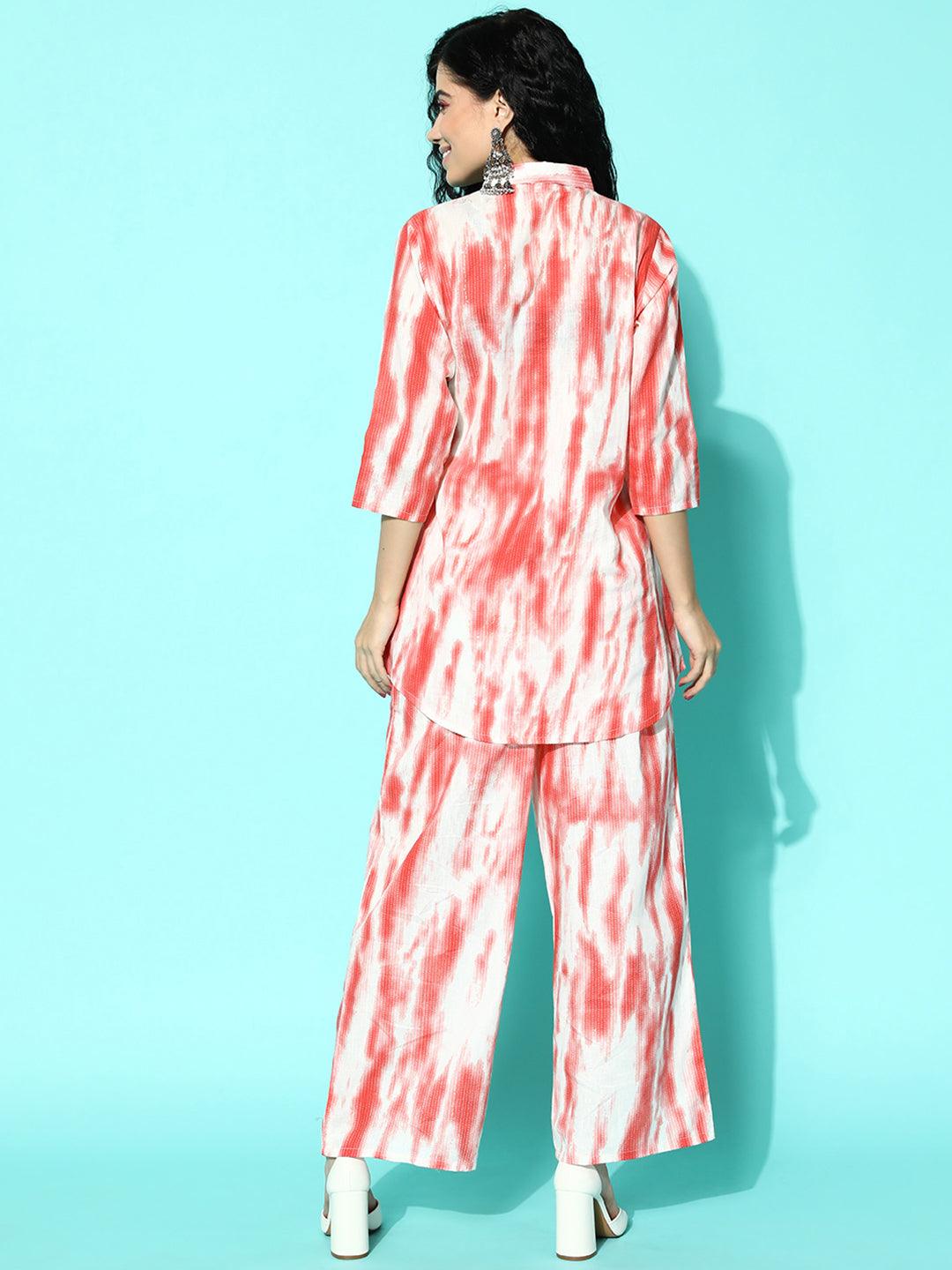 Coral Printed Cotton Night Suit