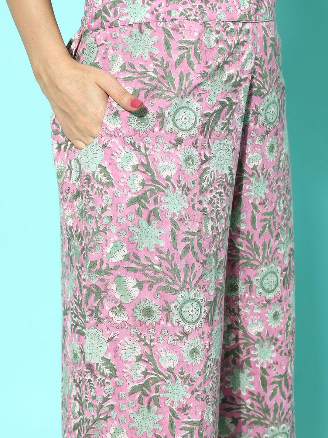 Pink Printed Cotton Night Suit