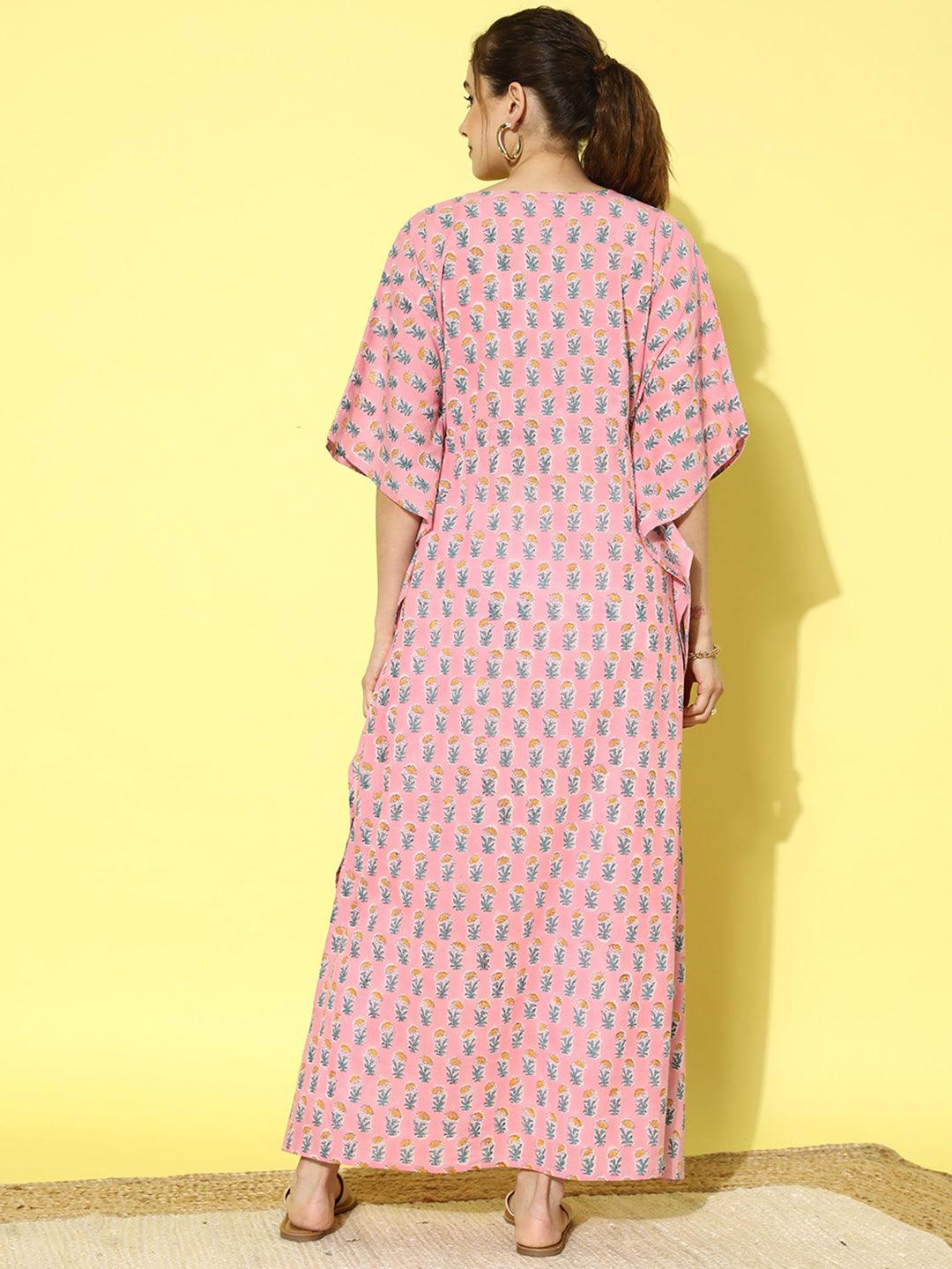 Pink Printed Cotton Night Dress