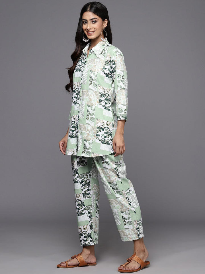 Green Printed Rayon Co-Ords - ShopLibas