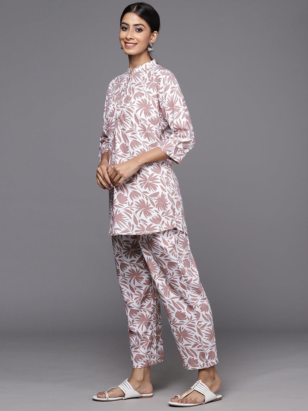 White Printed Rayon Co-Ords - ShopLibas