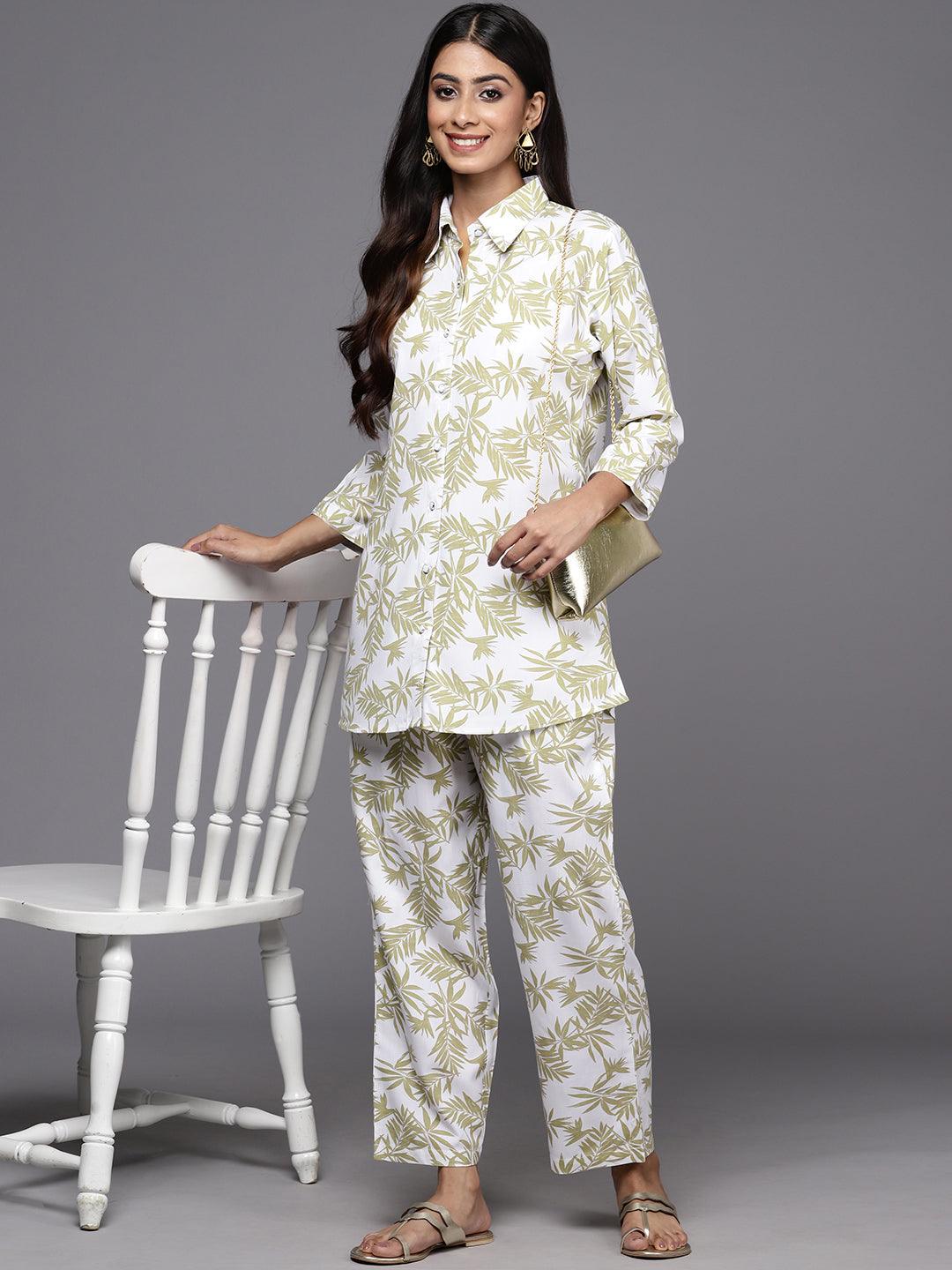 White Printed Rayon Co-Ords - ShopLibas