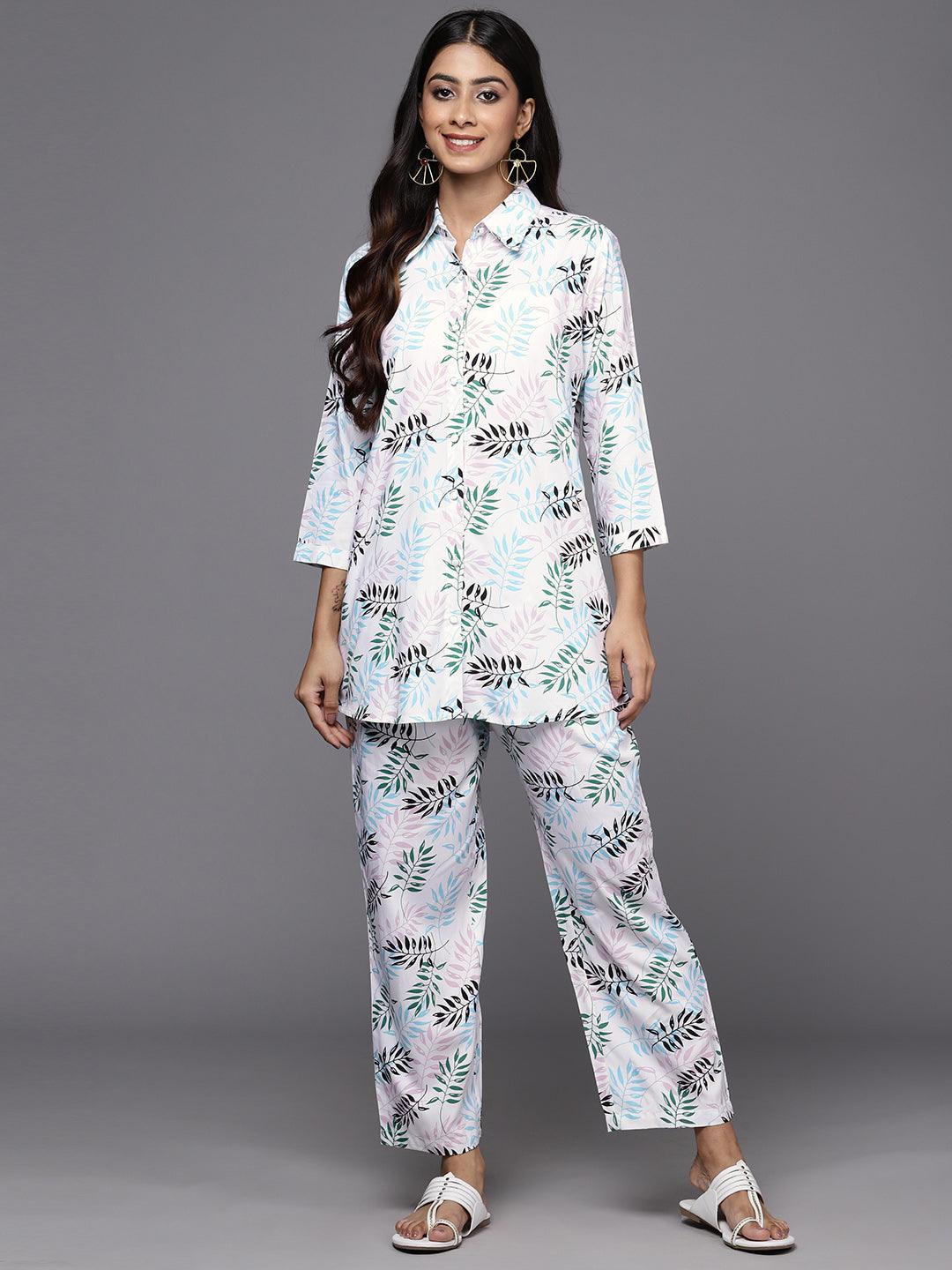 White Printed Rayon Co-Ords - ShopLibas