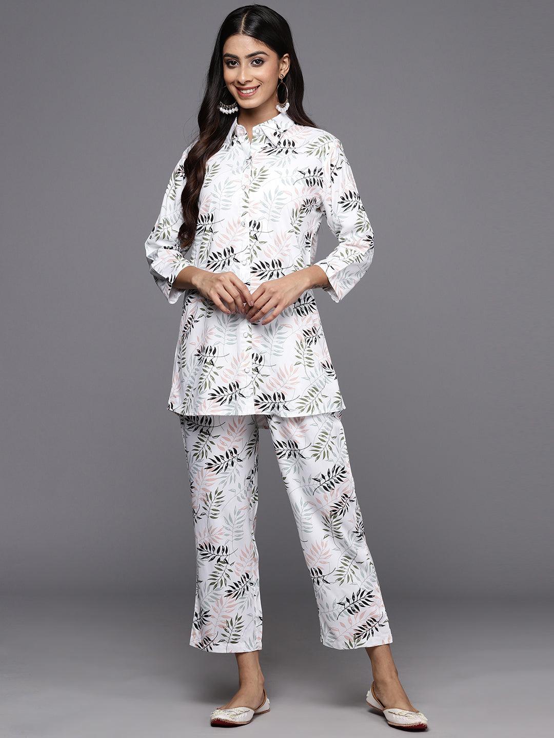 White Printed Rayon Co-Ords - ShopLibas