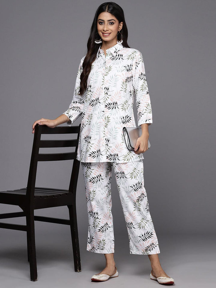 White Printed Rayon Co-Ords - ShopLibas