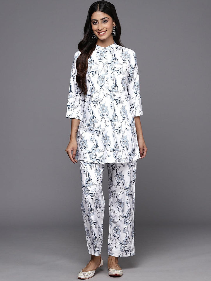 White Printed Rayon Co-Ords - ShopLibas