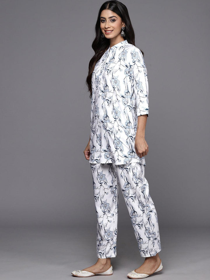 White Printed Rayon Co-Ords - ShopLibas