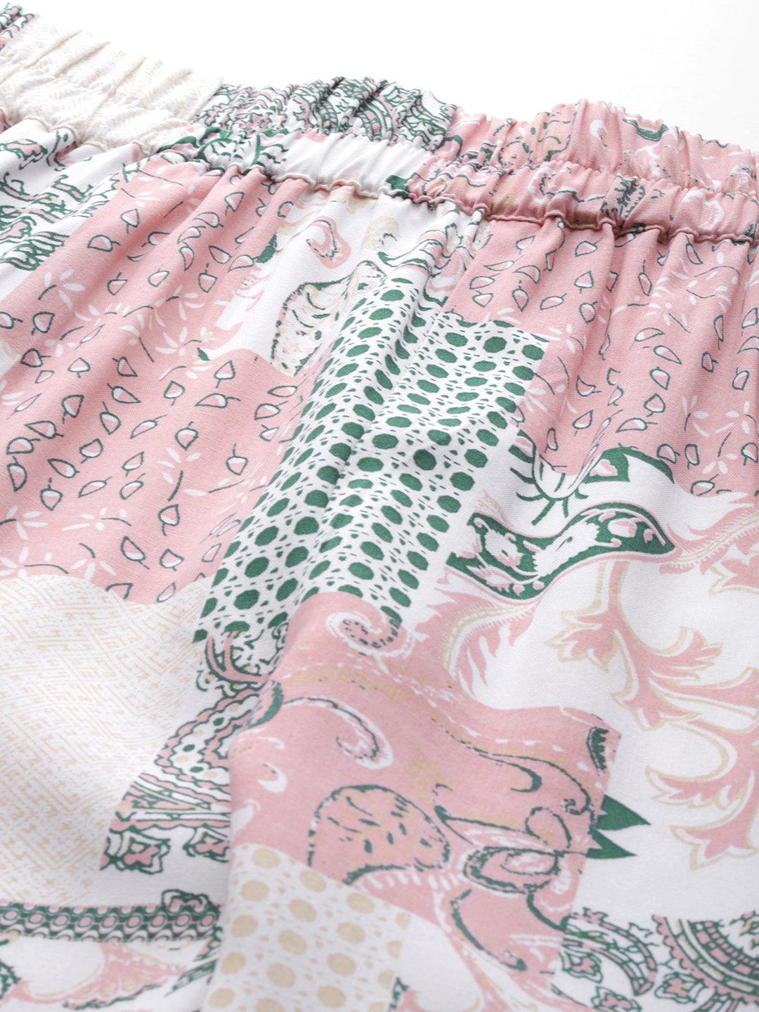 Peach Printed Rayon Co-Ords - ShopLibas