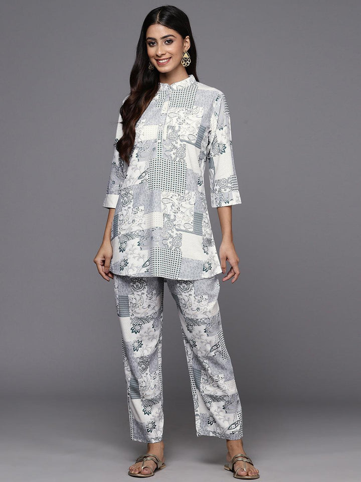 Grey Printed Rayon Co-Ords - ShopLibas