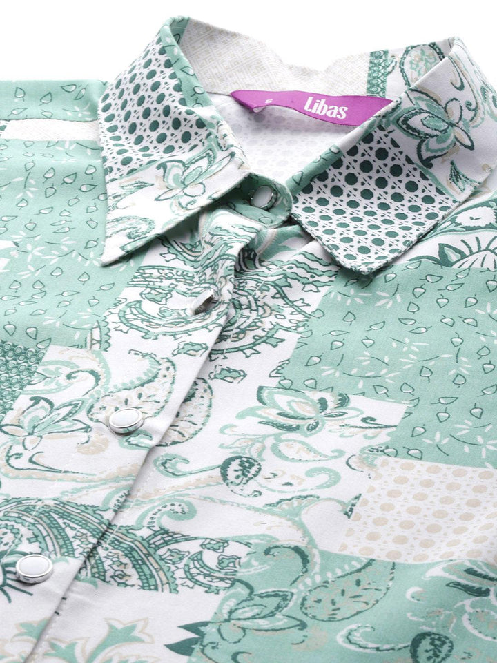 Green Printed Rayon Co-Ords - ShopLibas