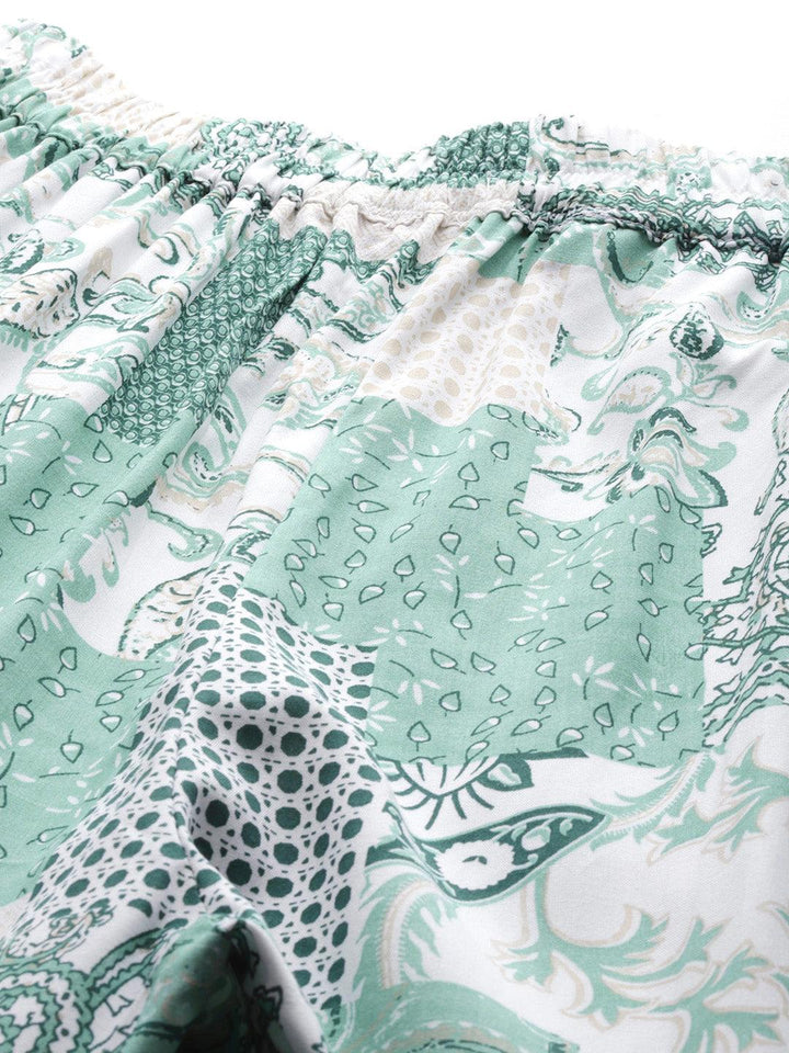 Green Printed Rayon Co-Ords - ShopLibas