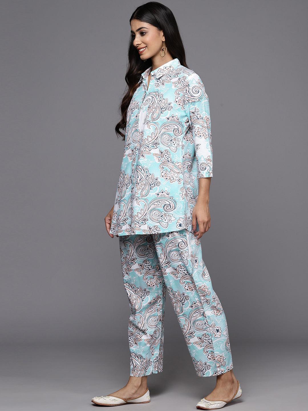 Blue Printed Rayon Co-Ords - ShopLibas