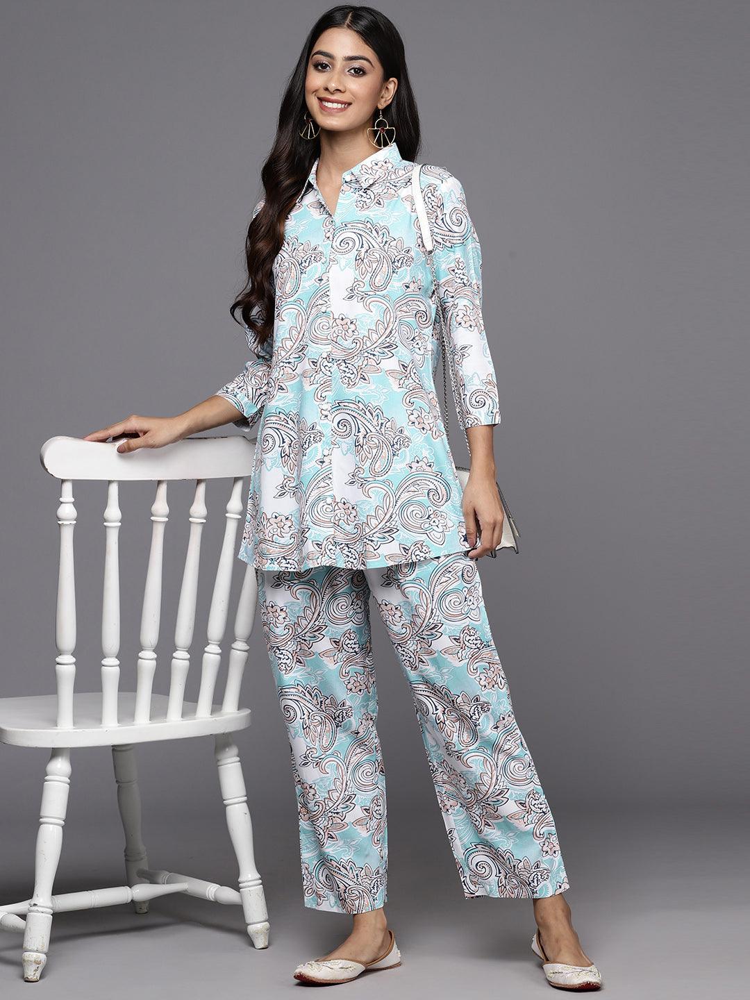 Blue Printed Rayon Co-Ords - ShopLibas