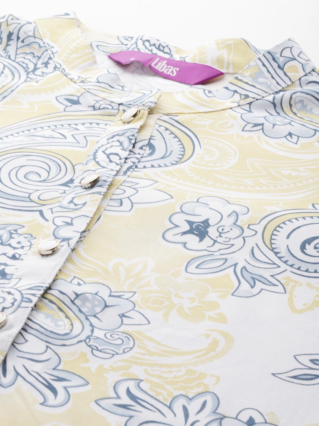 Yellow Printed Rayon Co-Ords - ShopLibas